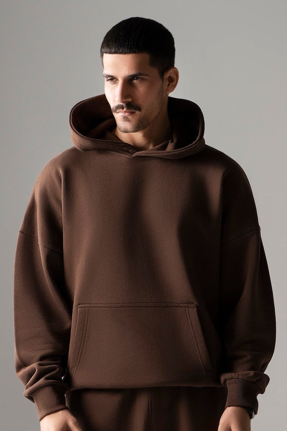 Extra Heavy Standard Boxy Hoodie (Brown)