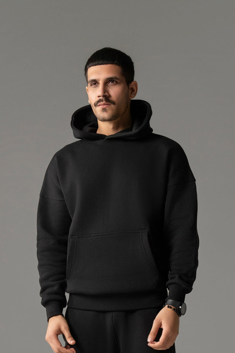 Extra Heavy Standard Boxy Hoodie (Black)