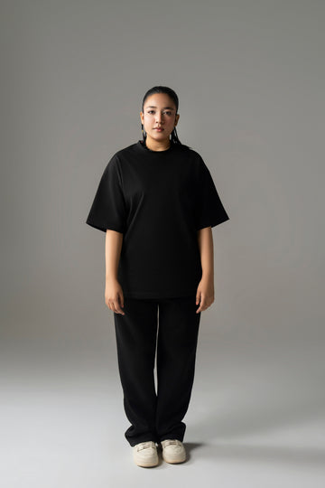 Core Oversized Boxy Heavy Cotton Tee - Black