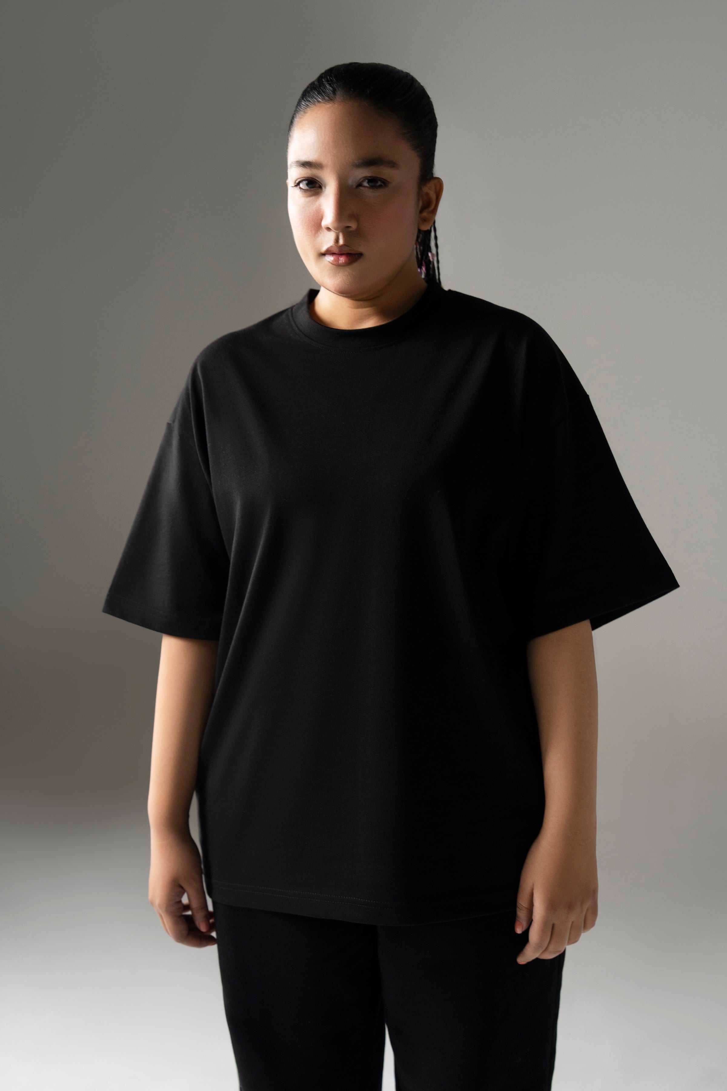 Core Oversized Boxy Heavy Cotton Tee - Black