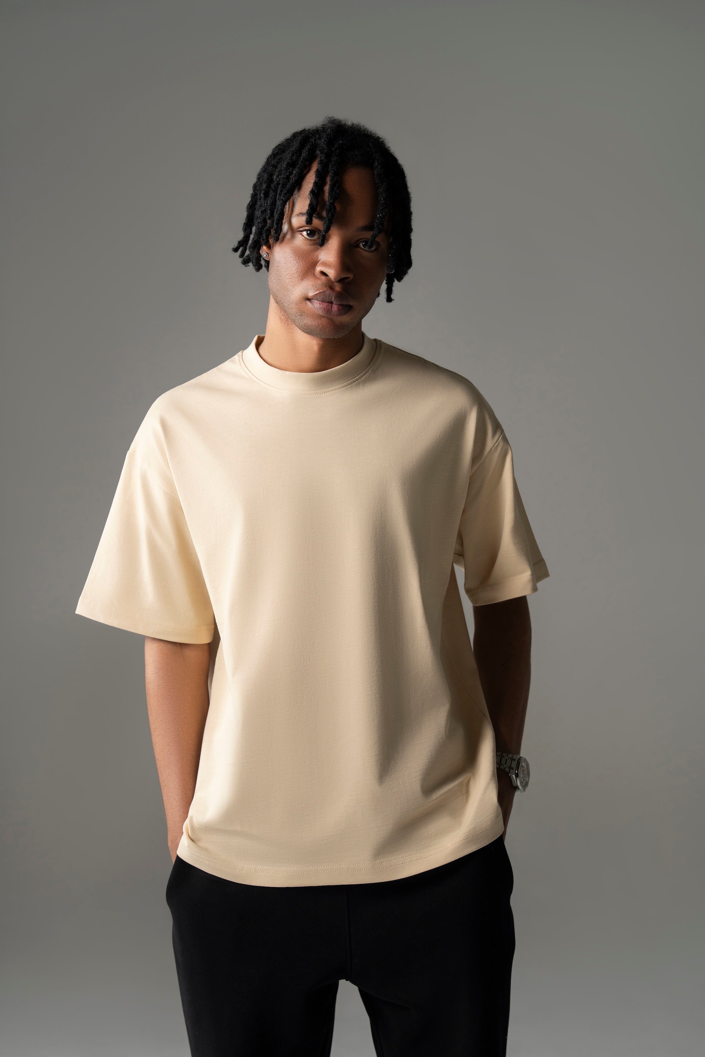 Core Oversized Boxy Heavy Cotton Tee - Ivory